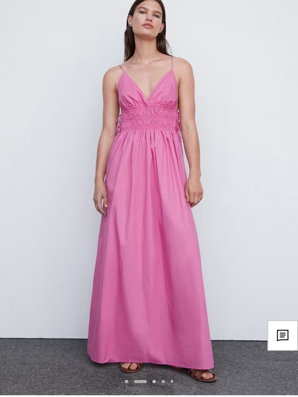 Pink Smocked Waist Maxi Dress 100% cotton